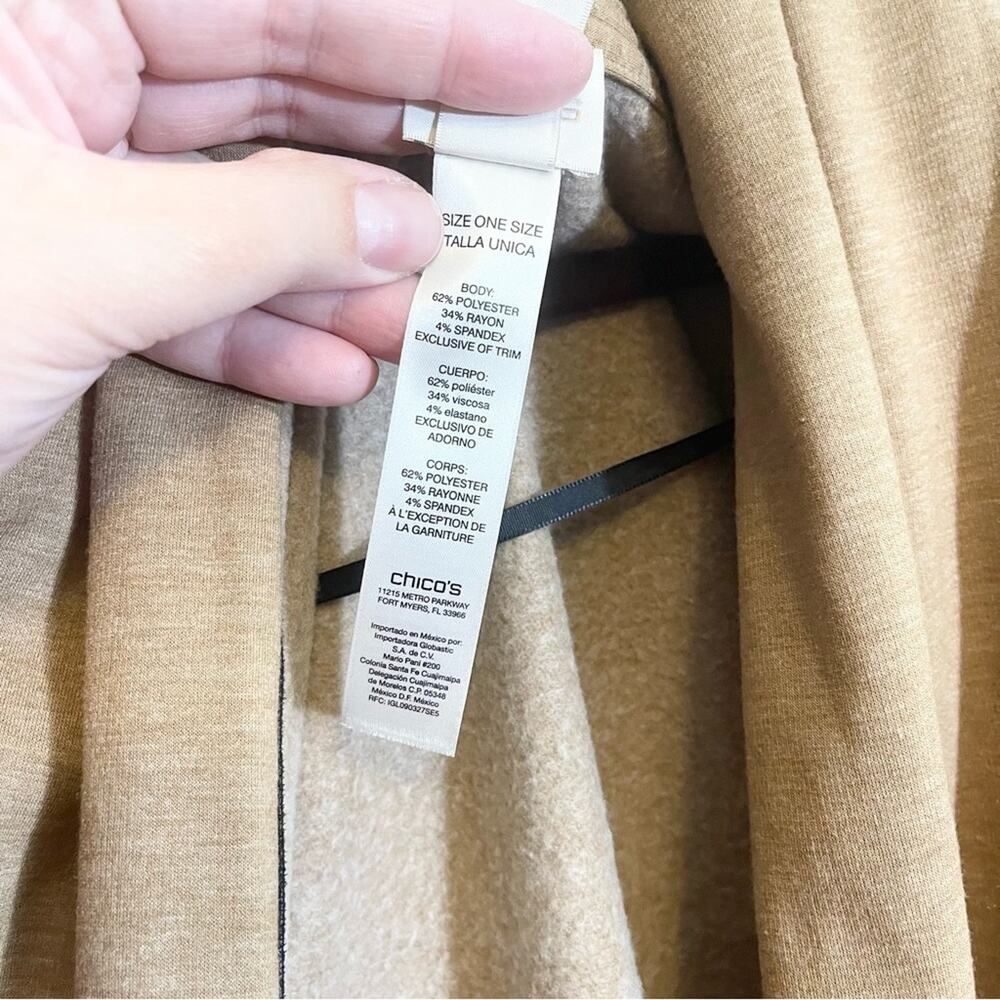 Chico's Womens Stretch Contrast Edging Ann Marie Ruana Wrap Brown One Size‎ - Picture 12 of 13